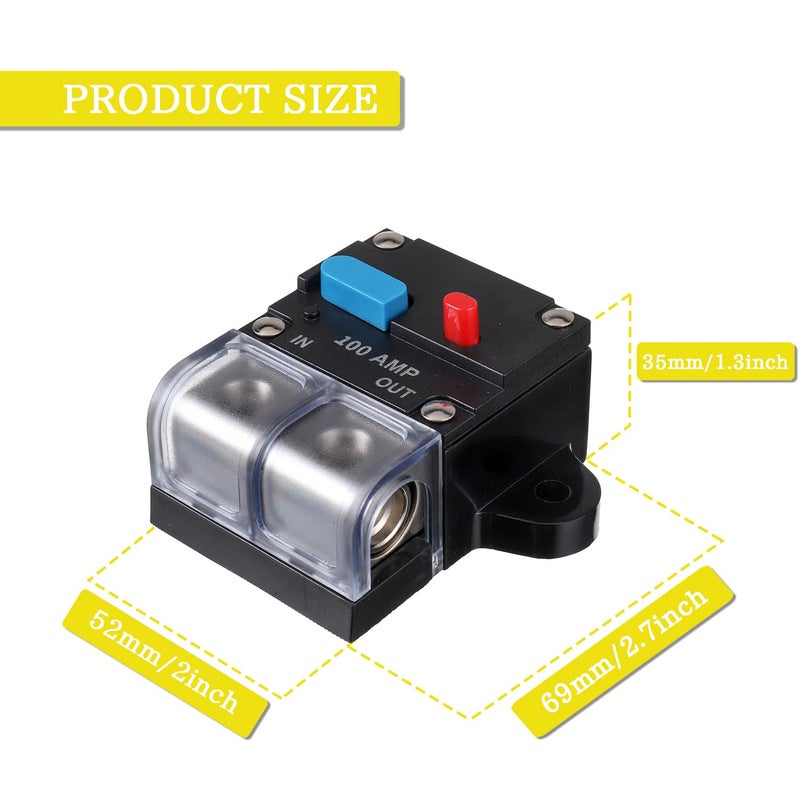 EPLZON 100A Resettable Circuit Breaker - 100 Amp Self Recovery with Manual Reset Button for Car Audio & Amps Protection - Image 5